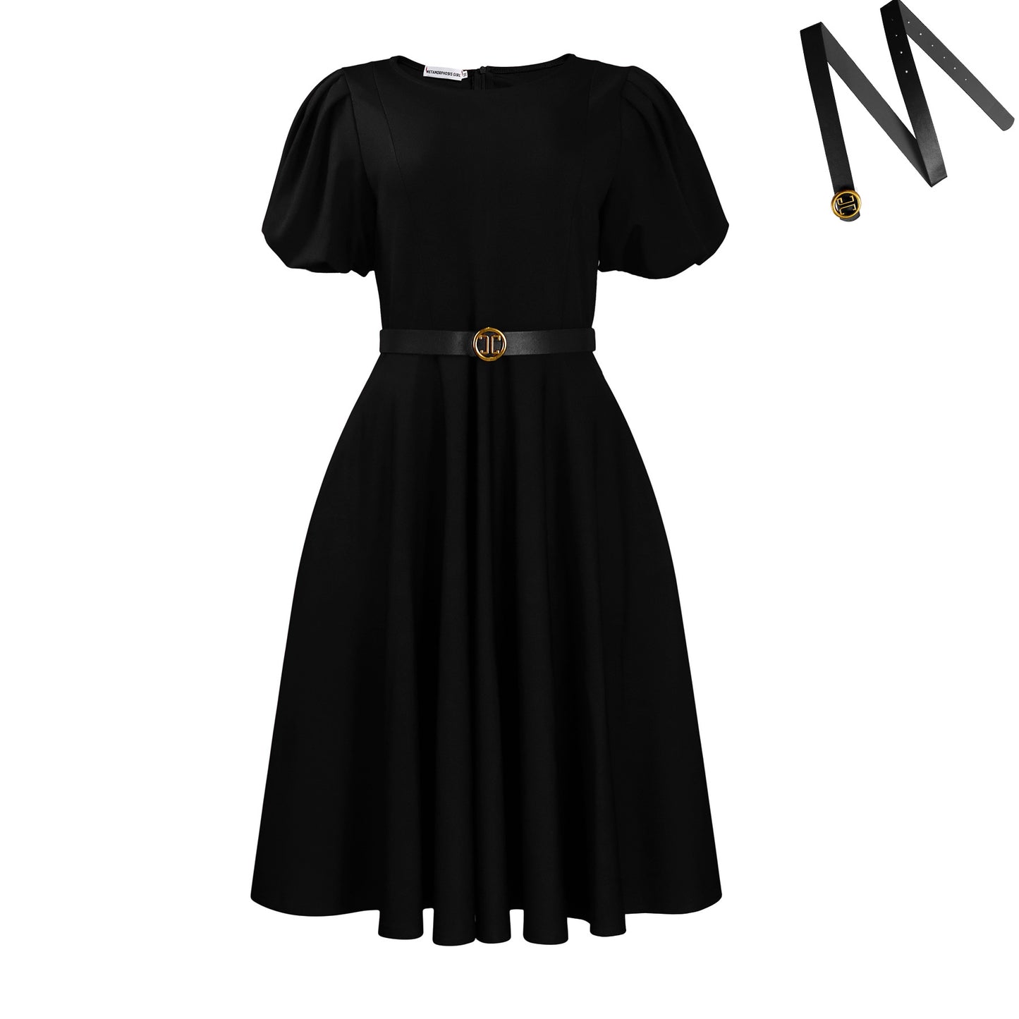 Women's Round Neck Elegant Large Hem Puff Sleeve Dresses