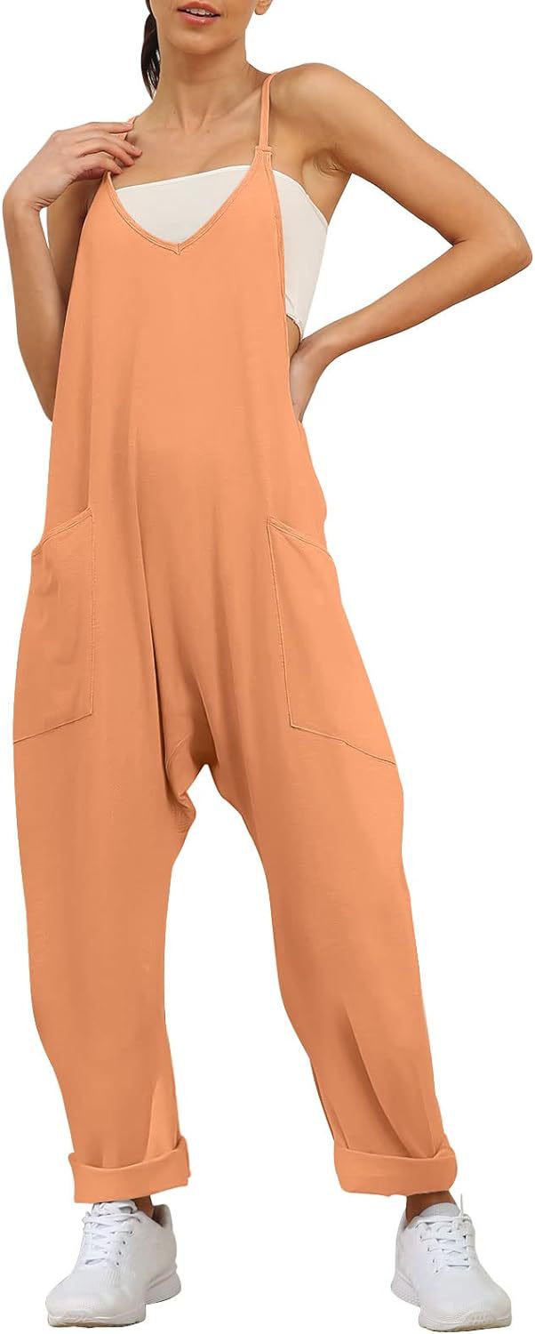Women's Summer Large Pocket Overalls Loose Bodysuit Jumpsuits