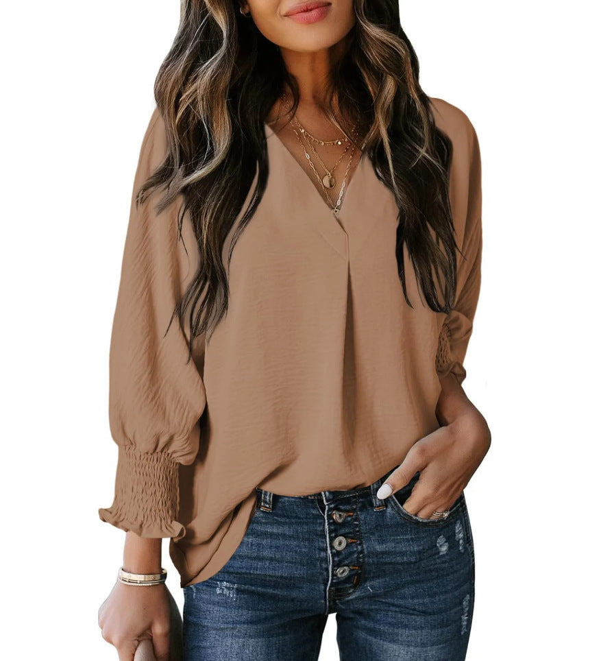 Women's Casual Long Sleeve Loose Shirt T-shirt Blouses