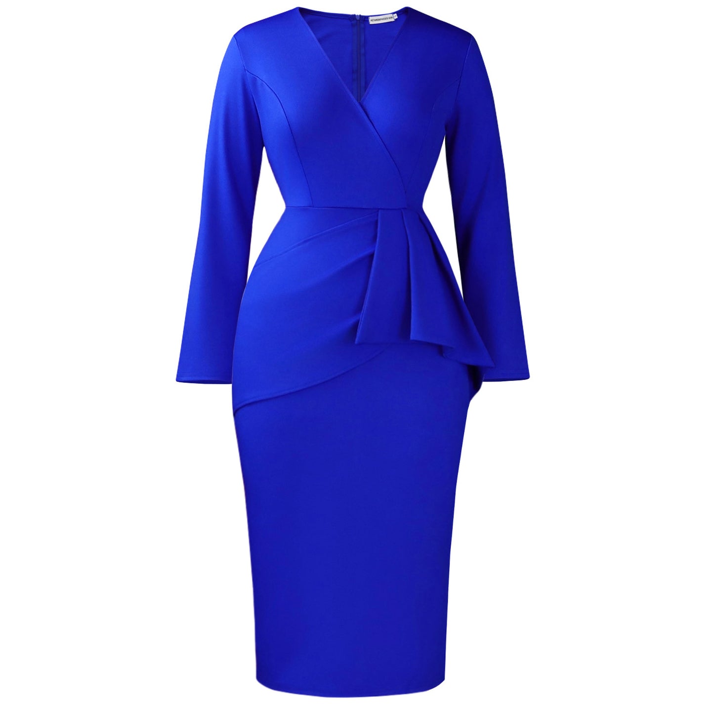 Women's Fashion Long Sleeve Solid Color Ruffle Dress