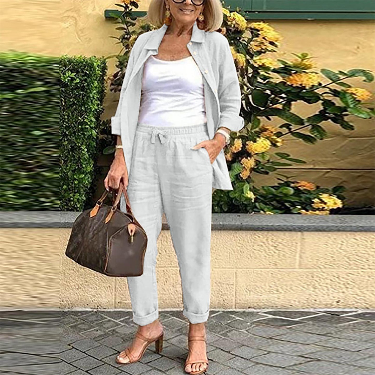 Women's Autumn Cotton Linen Harem Retro Loose Suits