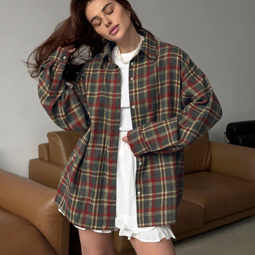 Women's Style Versatile Casual Polo Collar Long Blouses