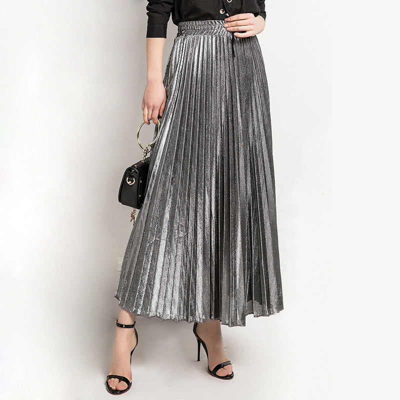 Women's Pleated Long High Waist Big Swing Skirts