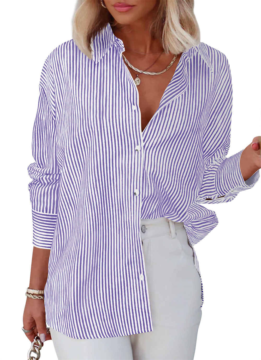 Women's Button Shirt Classic Long Sleeve Fashion Collar Blouses