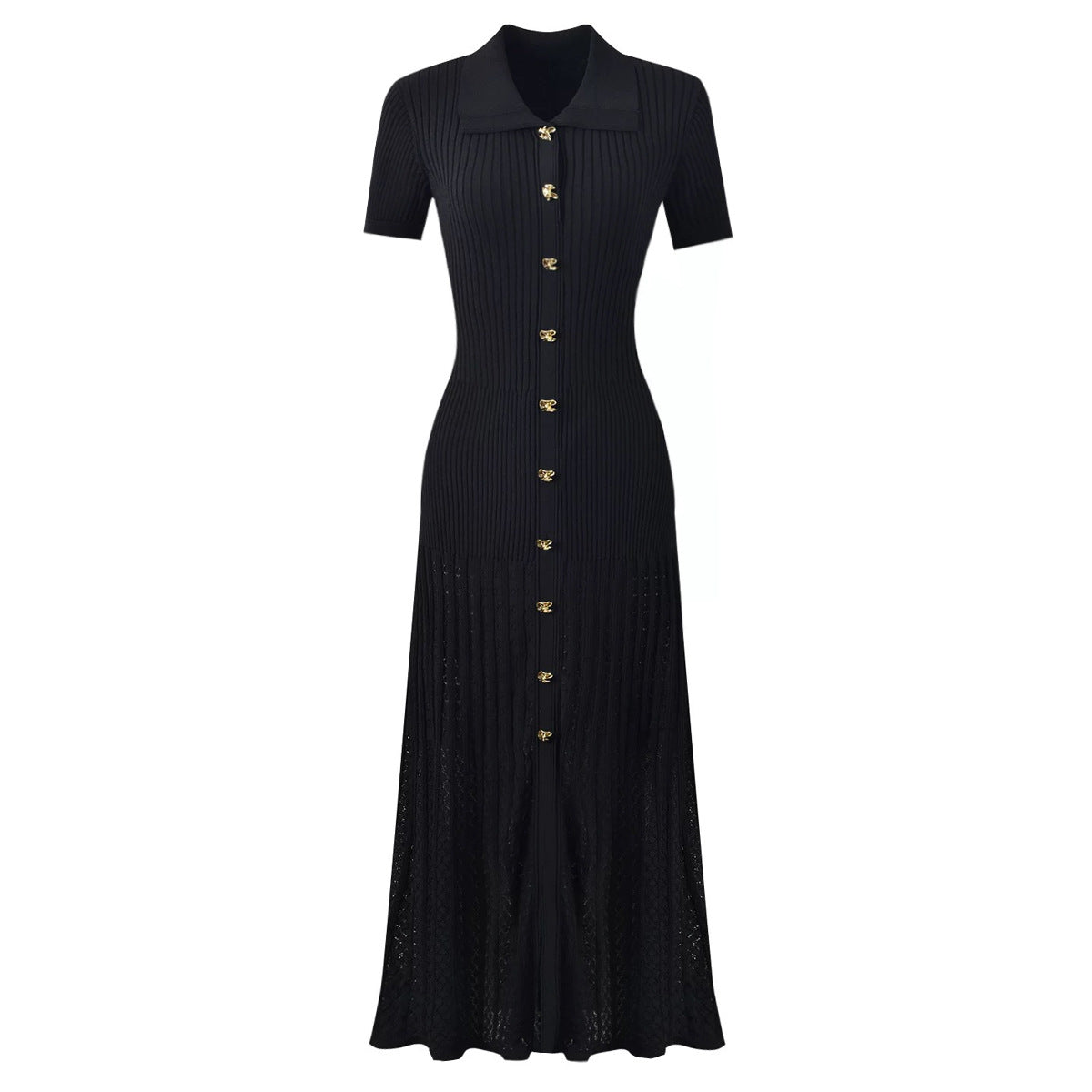 Women's Quality Fashionable Knitted Lapel Slim Fit Dresses