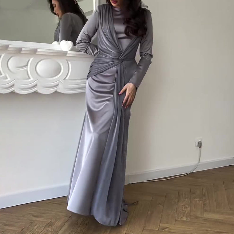 Women's Slim Fit Overlapping Design Dress High Dresses