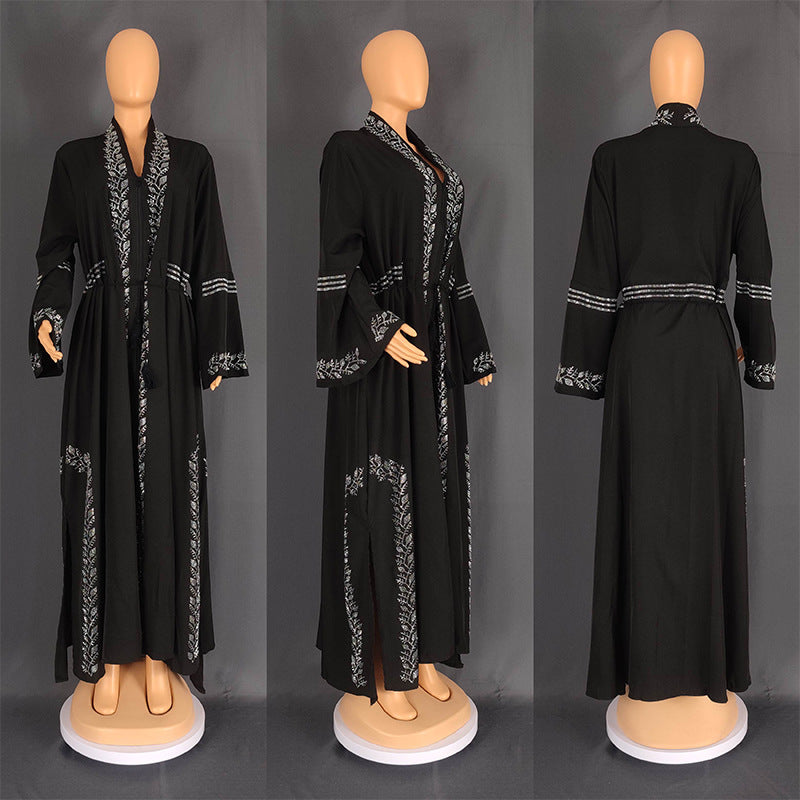 Women's Muslim Robe Arabic Gown Flared Long Dresses