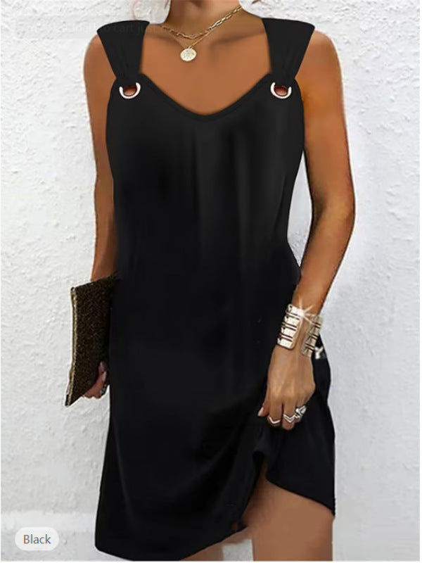 Women's Classy Sleeveless Metal Button Dress Sweaters