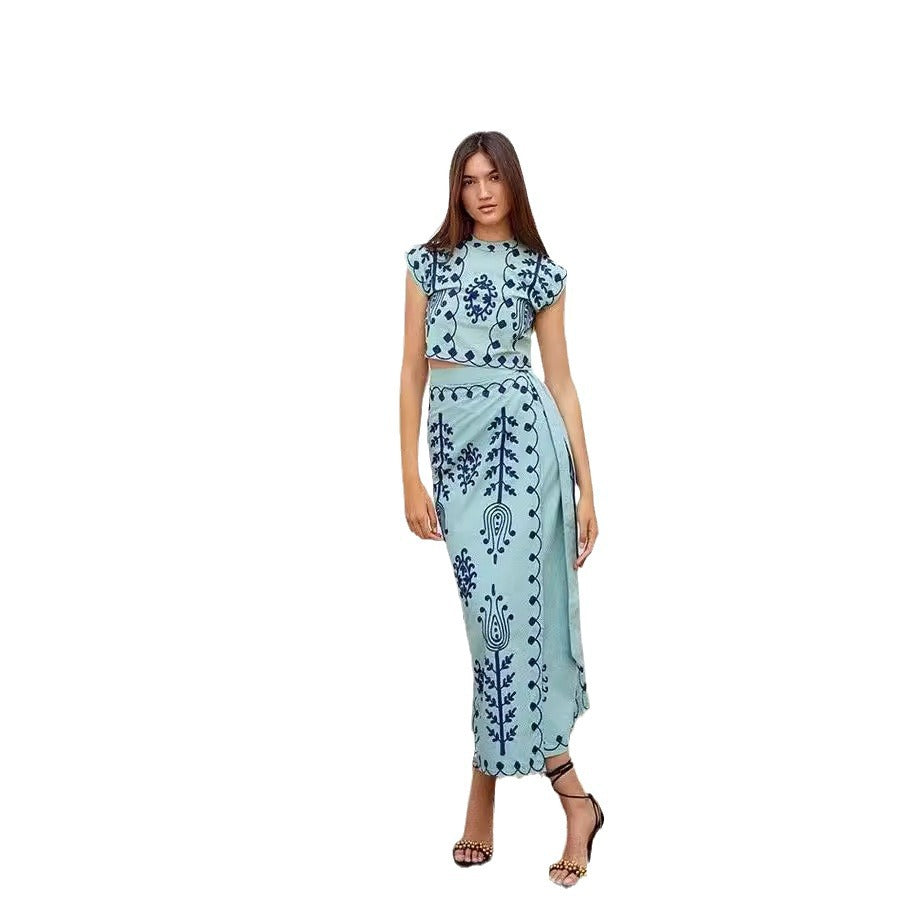 Fashion Printing Vacation Style Two-piece Dress Dresses