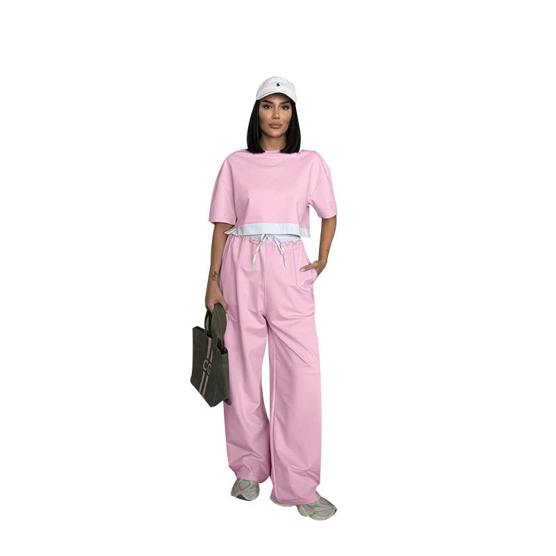 Women's Solid Color Round Neck Sleeves Fashion Suits