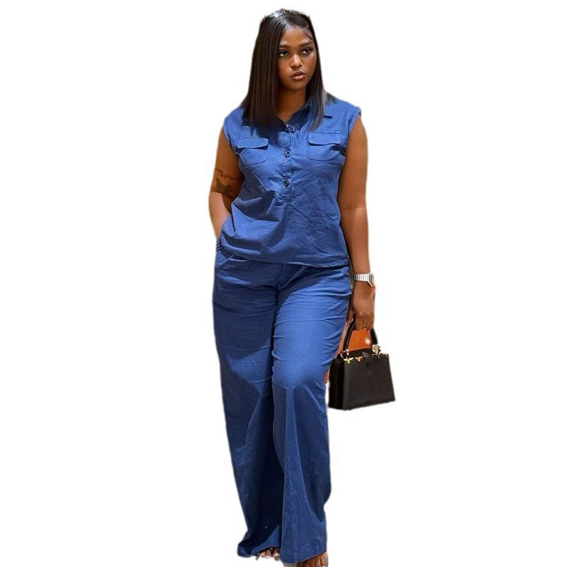 Women's Summer African Sleeveless Frock Wide Leg Suits