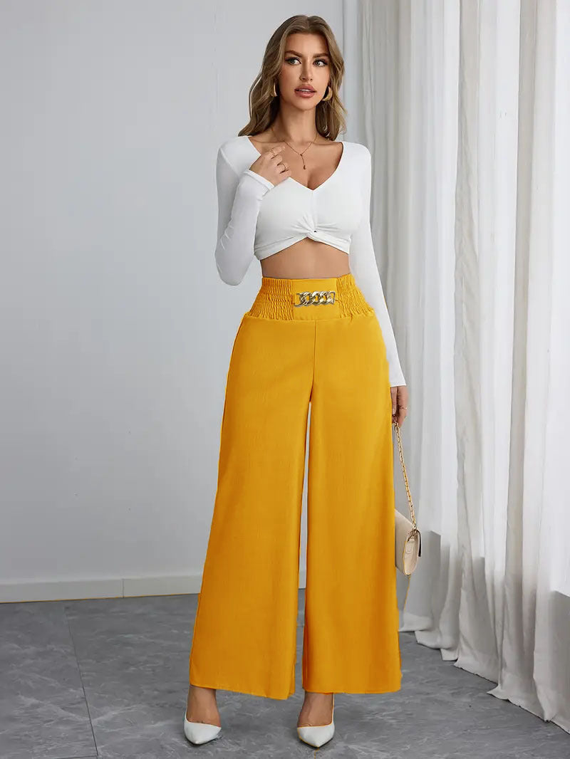 Waist Slimming Temperament Commute Solid Color Pants