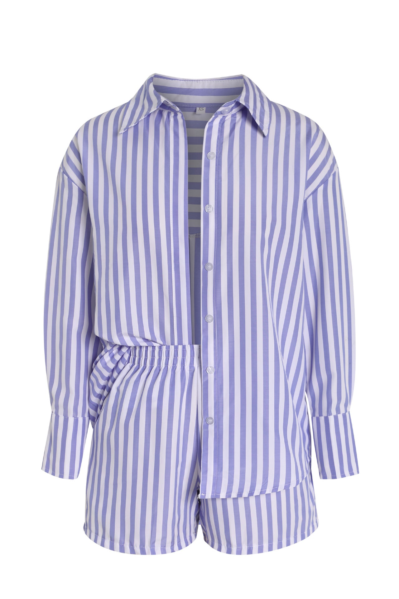 Women's Casual Sportswear Striped Long Sleeve Shirt Loose High Suits