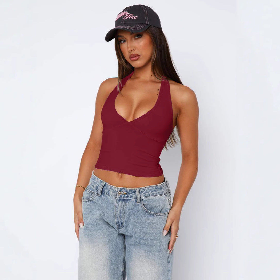 Women's Fashion Sexy Slim Fit Backless Sling Tops