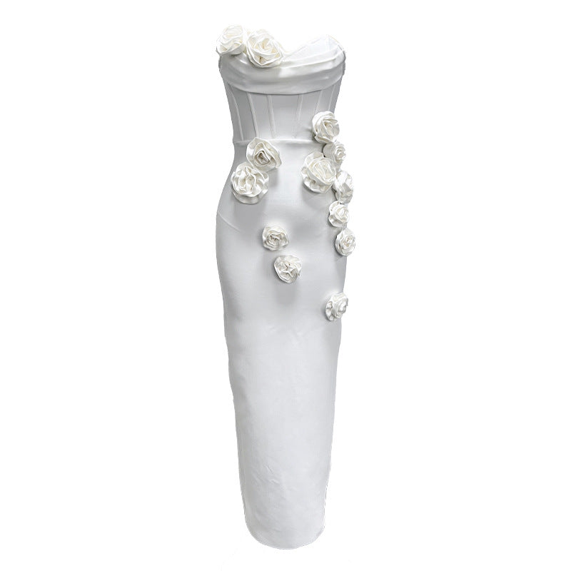 Multicolor Tube Flower Sexy Bandage Maxi Dresses