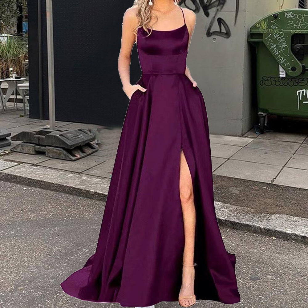 Bridesmaid Dress Long Slimming Shoulder Hollow Girlfriends Evening Dresses
