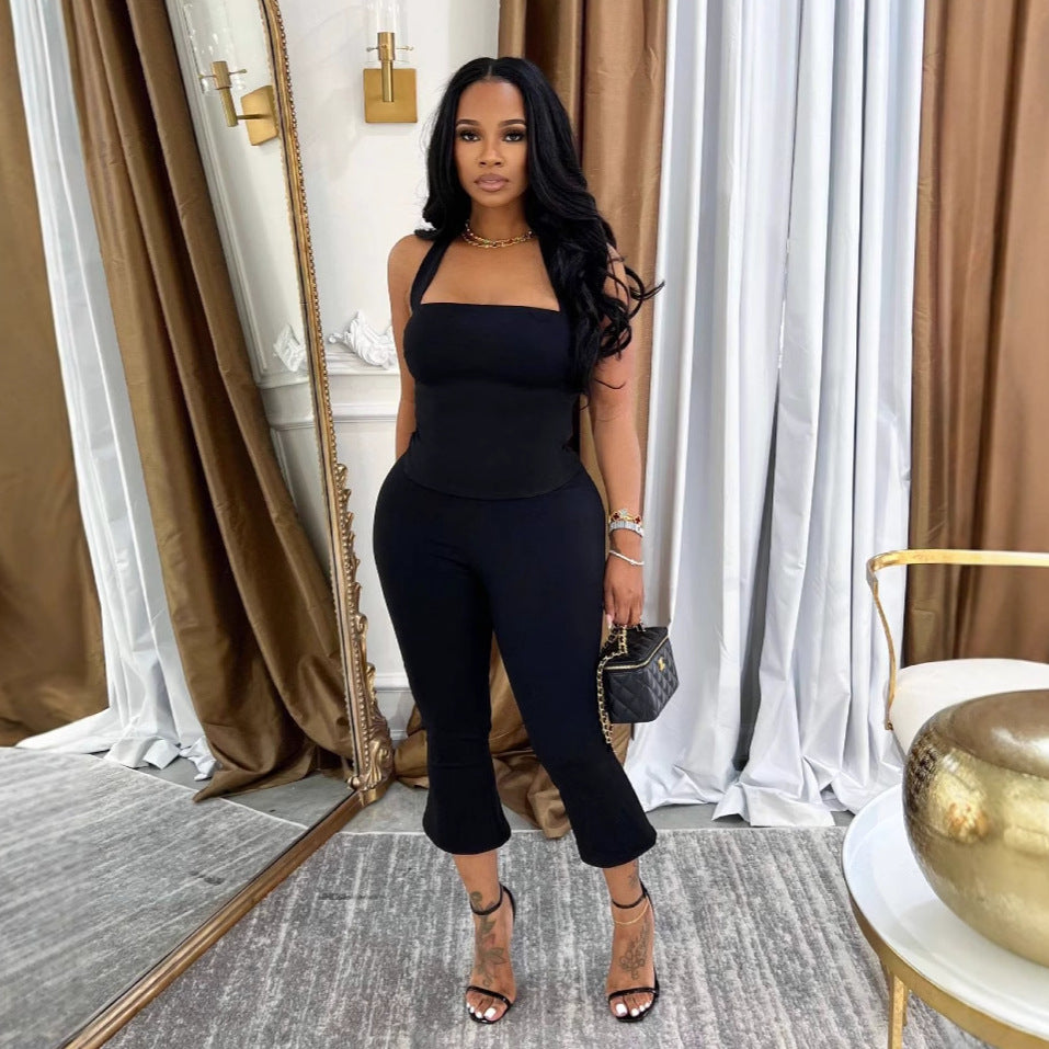 Women's Fashion Wear Backless Camisole Set Suits