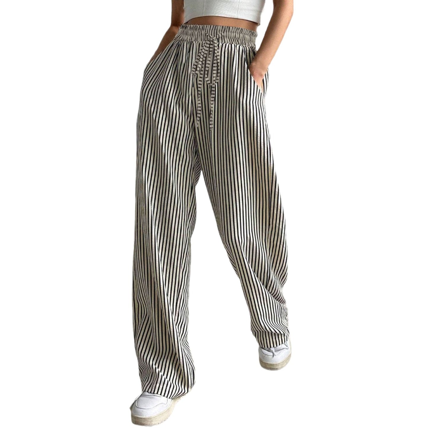 Women's Classy Slouchy Striped Casual Trousers Pants