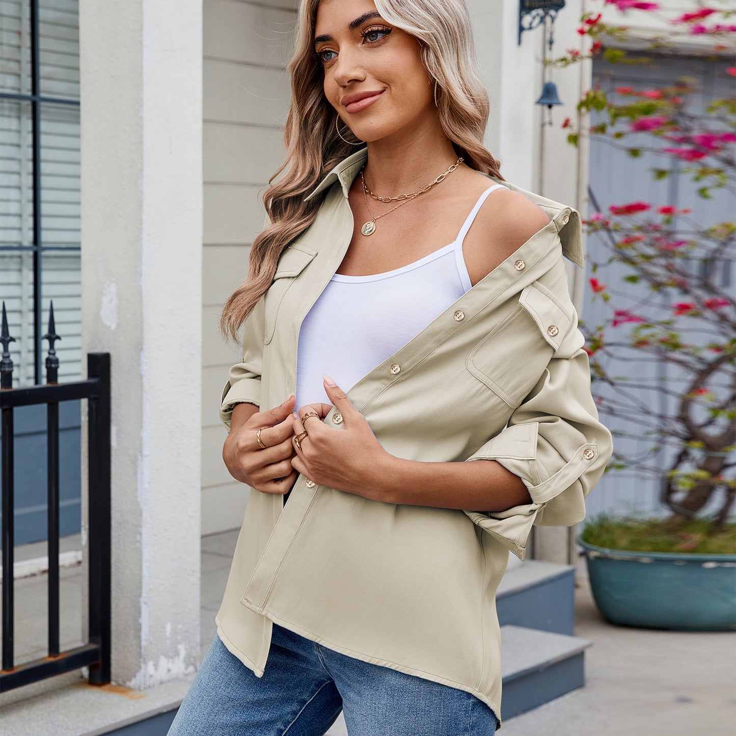 Women's Casual Long-sleeved Adjustable Shirt Fashion Blouses