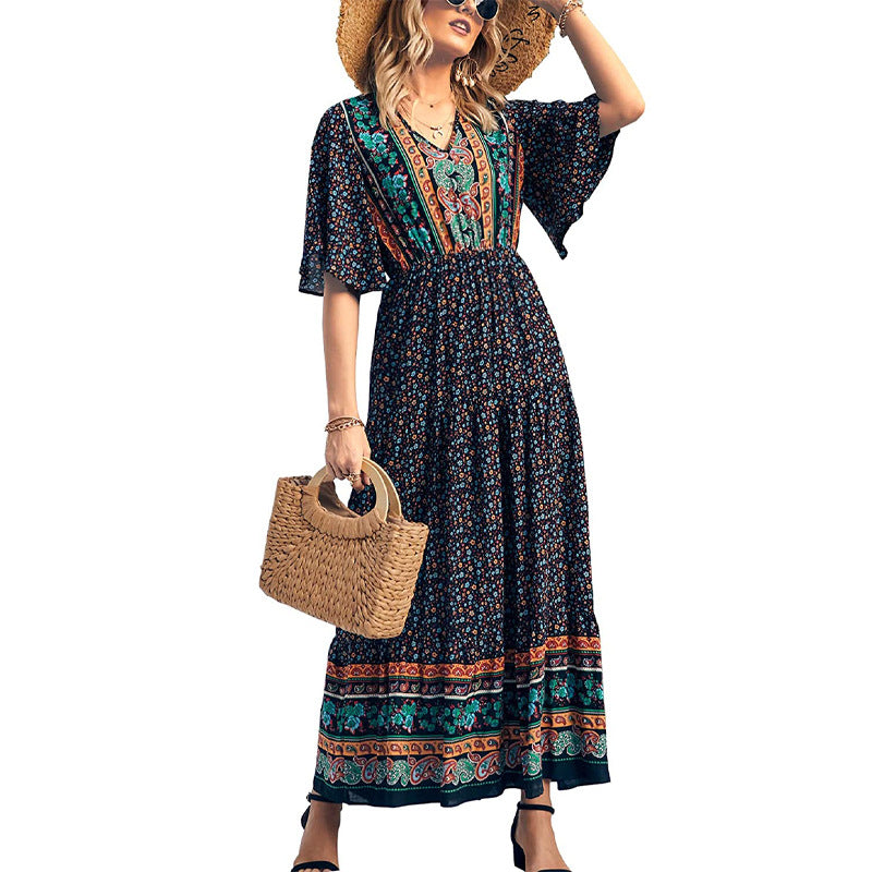Women's Summer Bohemian Dress Beach Vacation Large Dresses