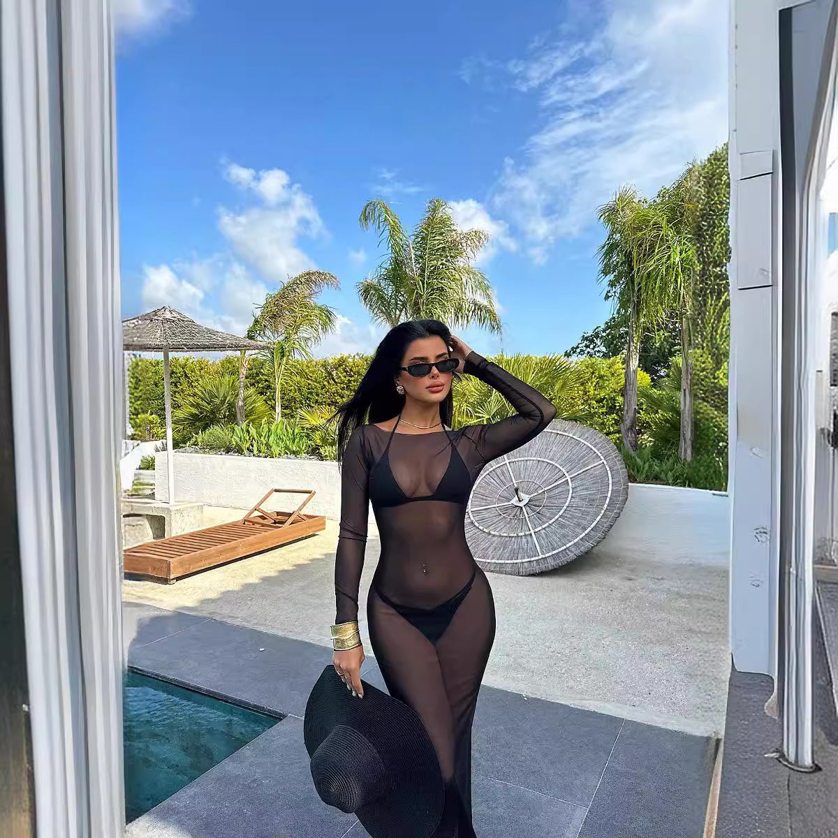 Women's Summer Sexy Hot Slim Mesh Long Dresses