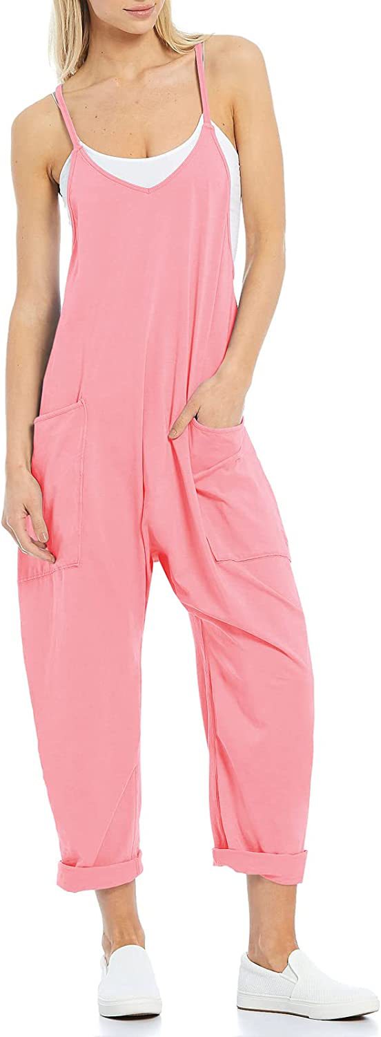 Women's Summer Large Pocket Overalls Loose Bodysuit Jumpsuits