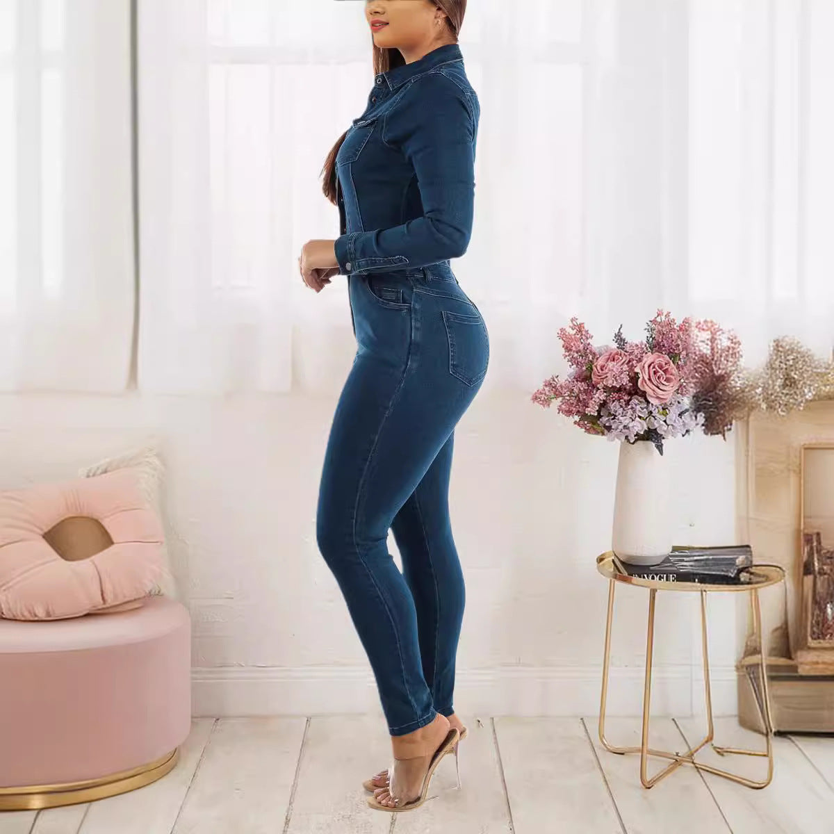 Durable Charming Unique Popular Stretch Denim Jumpsuits