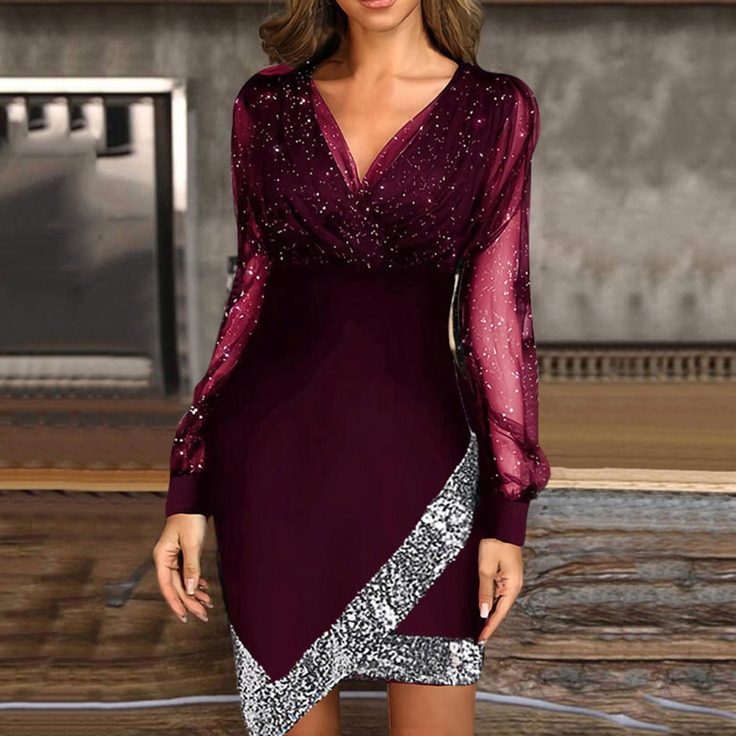 Women's Comfortable Mesh Stitching Sexy Dress Dresses