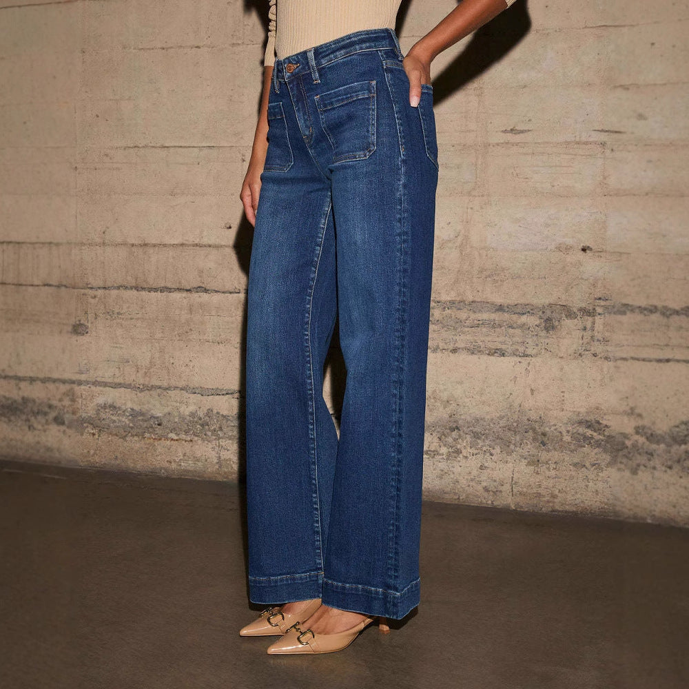 Women's High Waist Spring Slimming Wide Leg Jeans