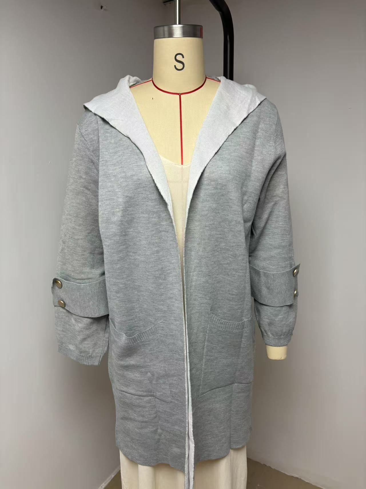 Women's Spring Casual Contrast Color Hooded Coats