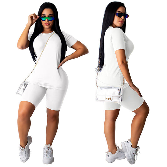 Women's T-shirt Summer Solid Color Casual Fitness Suits