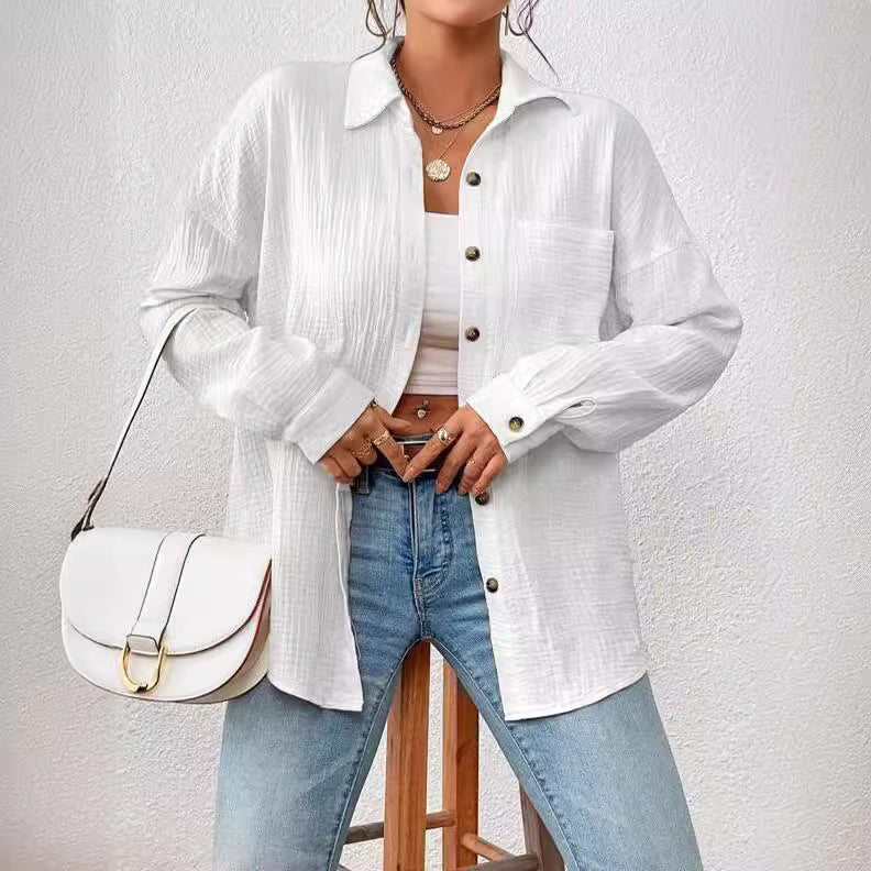 Women's Autumn Shirt Drop Shoulder Batwing Long Blouses