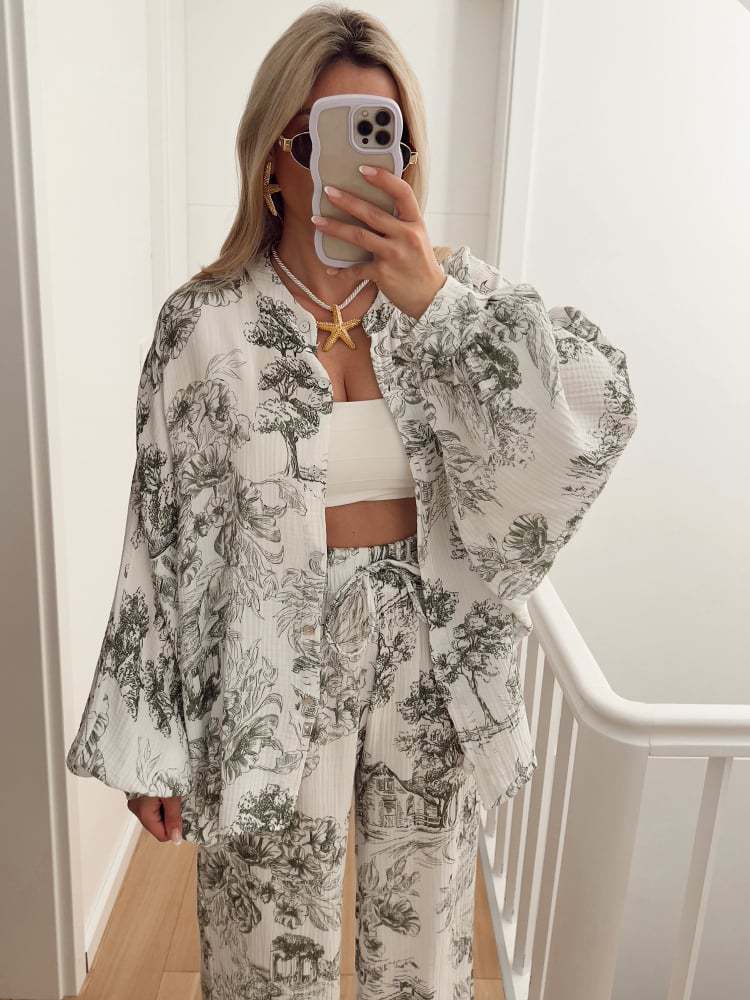Women's Long Sleeve High Waist Straight Two-piece Fashion Temperament Suits