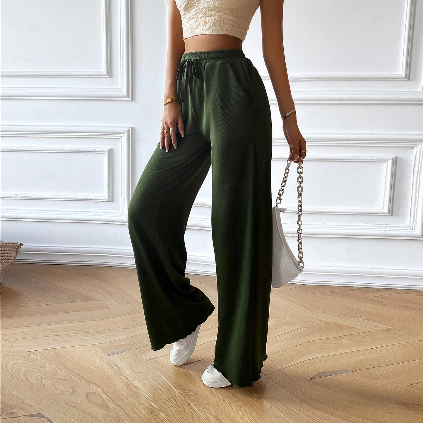 Women's Loose Casual Solid Color Wide Leg Pants