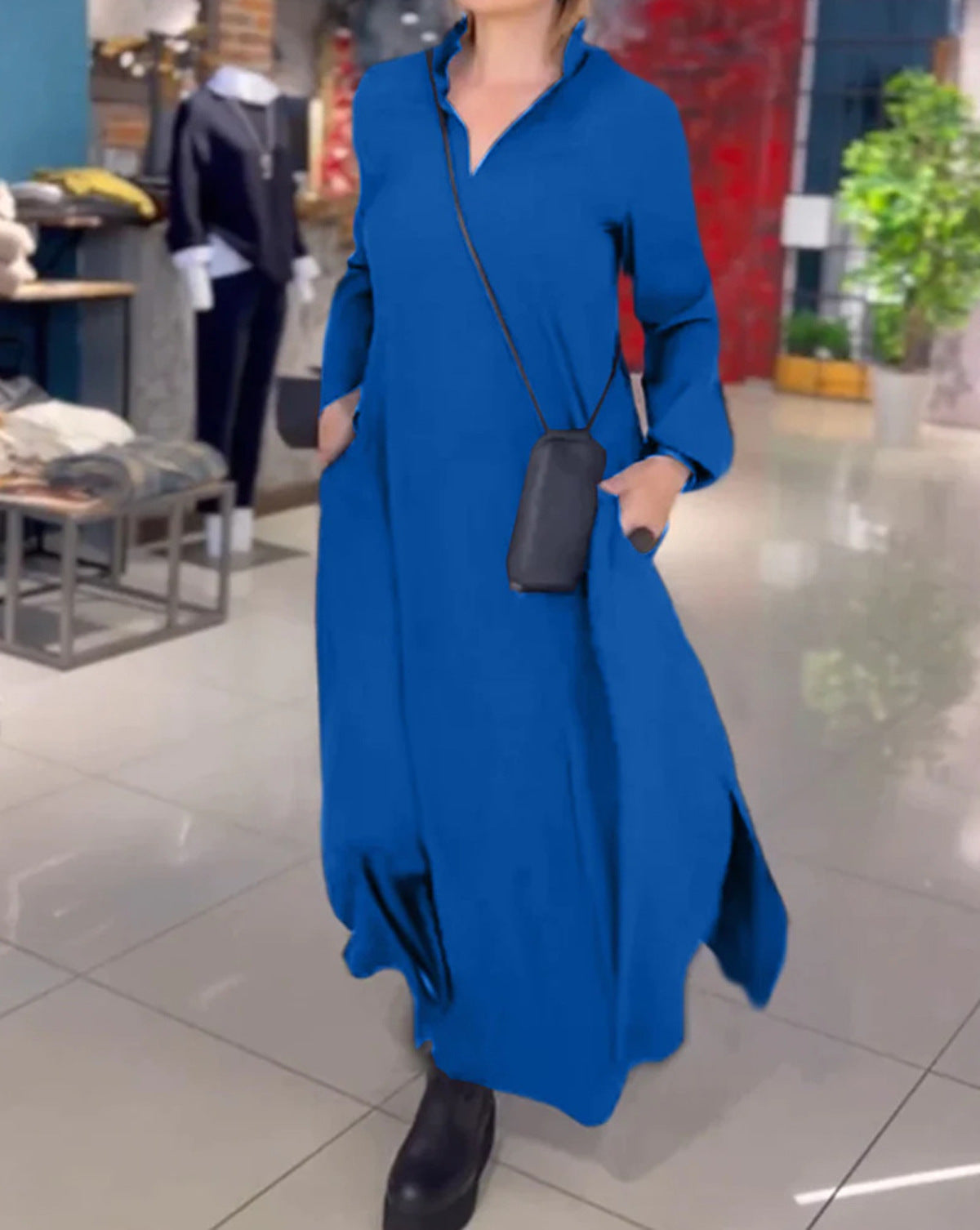Women's Casual Loose Solid Color Pullover Long Dresses