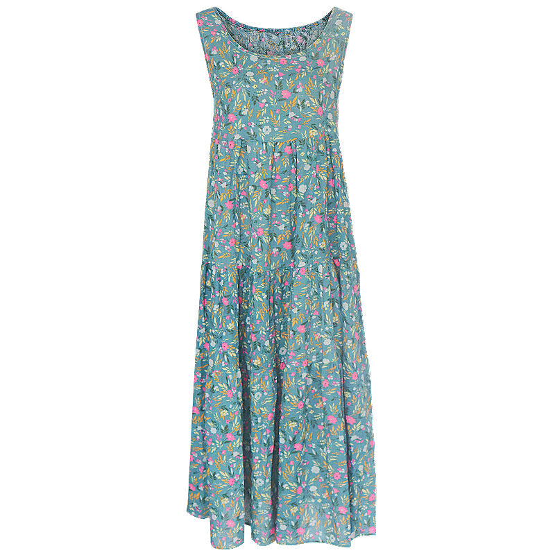 Summer Floral Sleeveless Loose Long Dress Dresses