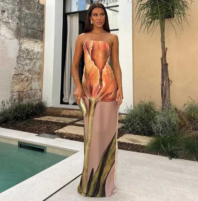 Women's Avocado Printed Tube Rest Assured Dresses