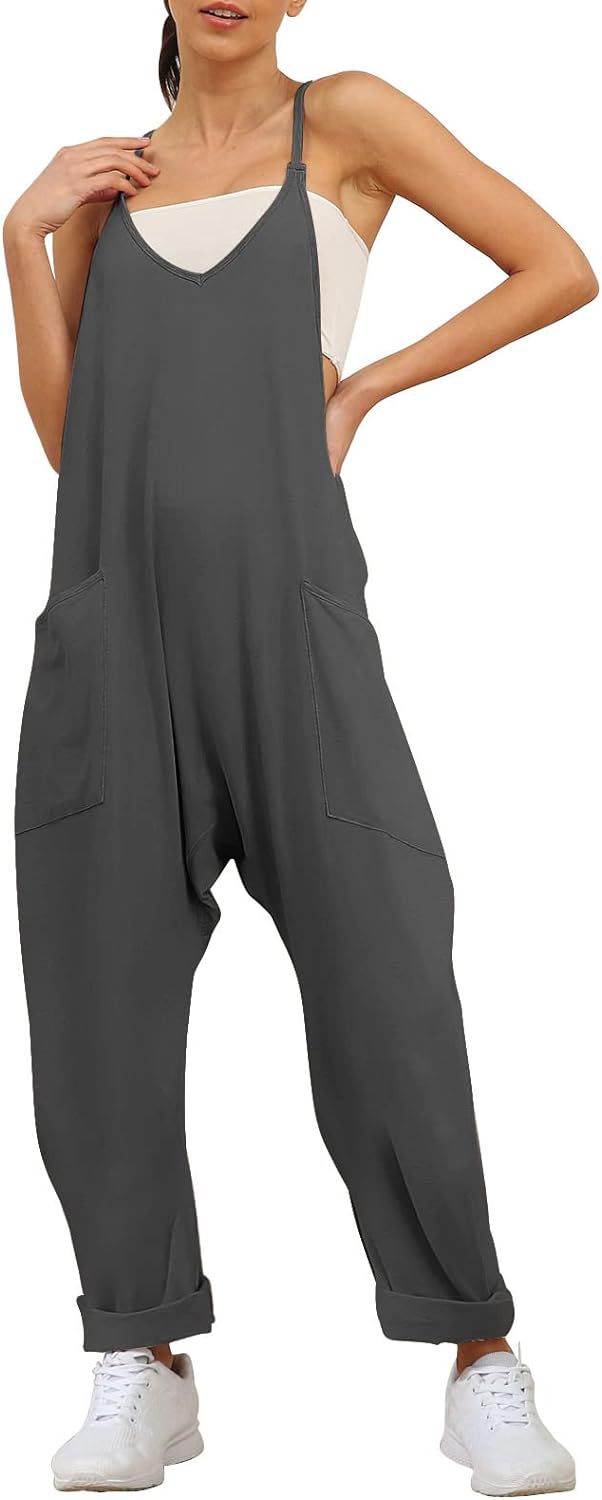 Women's Summer Large Pocket Overalls Loose Bodysuit Jumpsuits