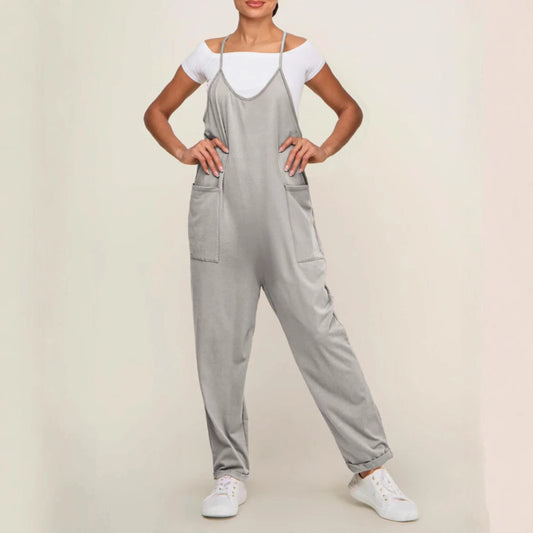 Women's Fat Hip Pocket Sling Adjustable Buckle Jumpsuits