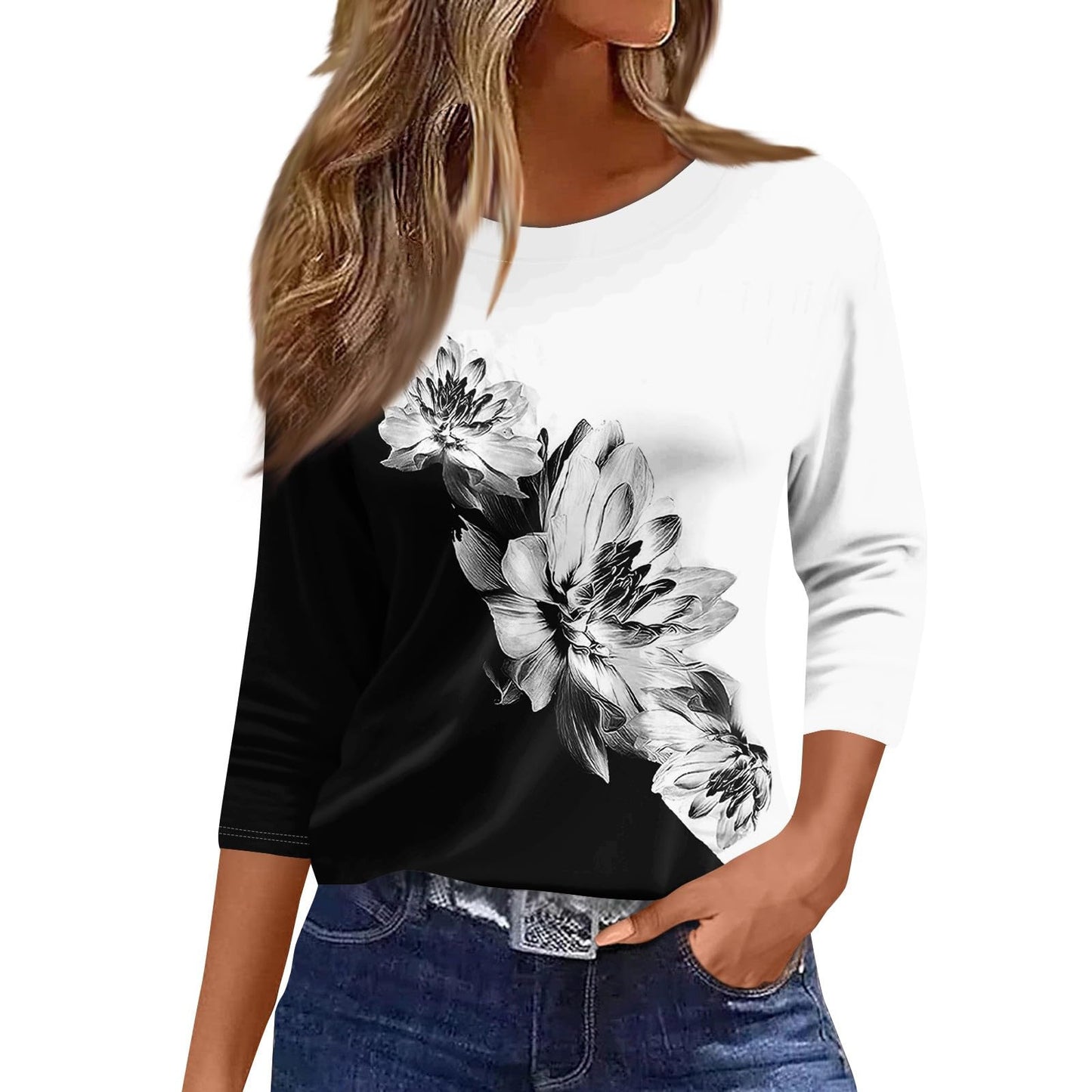 Women's Long-sleeved Printed Ethnic Fashion T-shirt Blouses