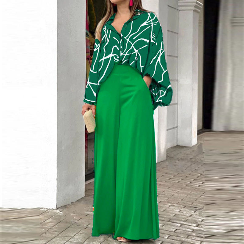 Women's Autumn Print Shirt Elegant Fashion Casual Suits