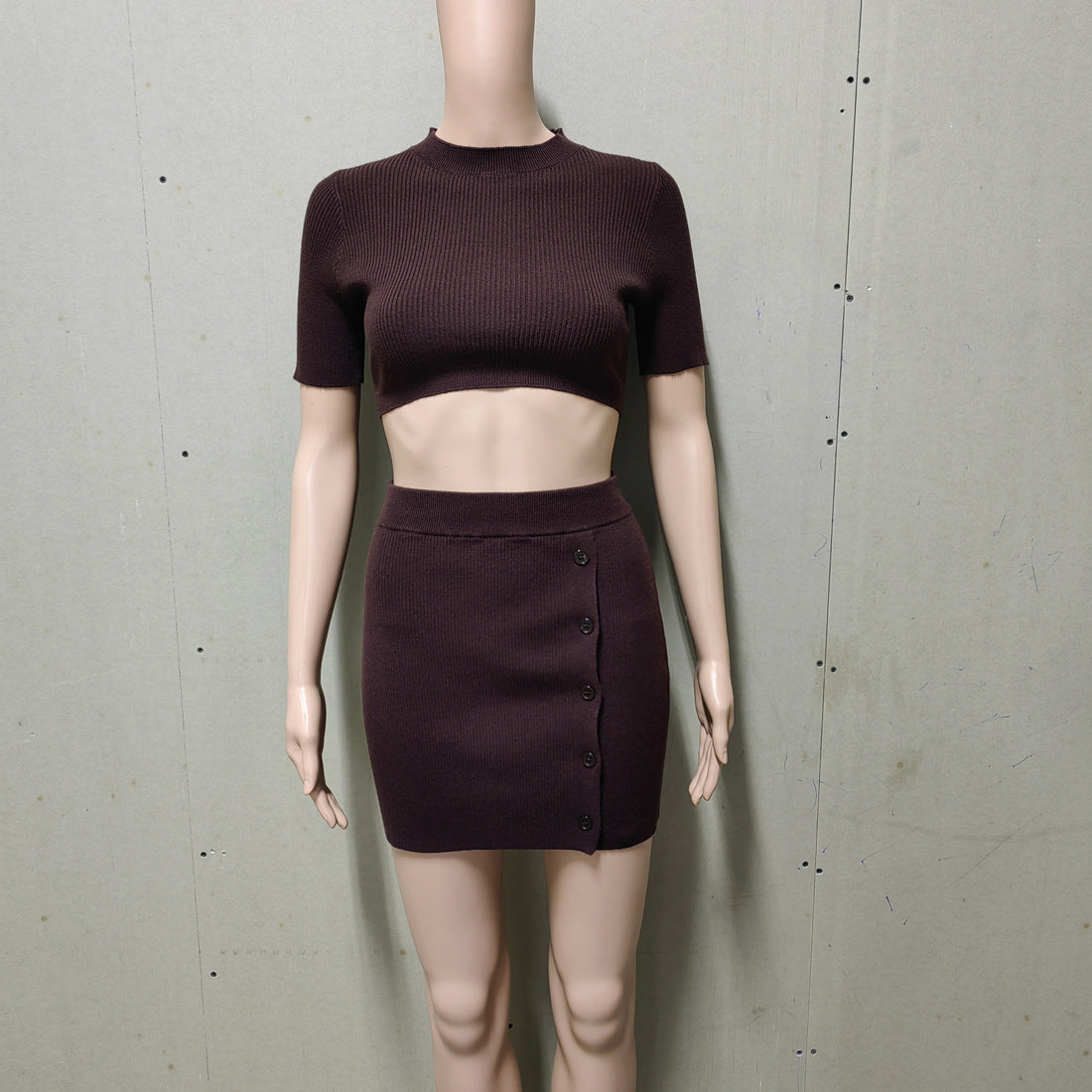 Women's Sexy Summer Knitted Split Button Suits