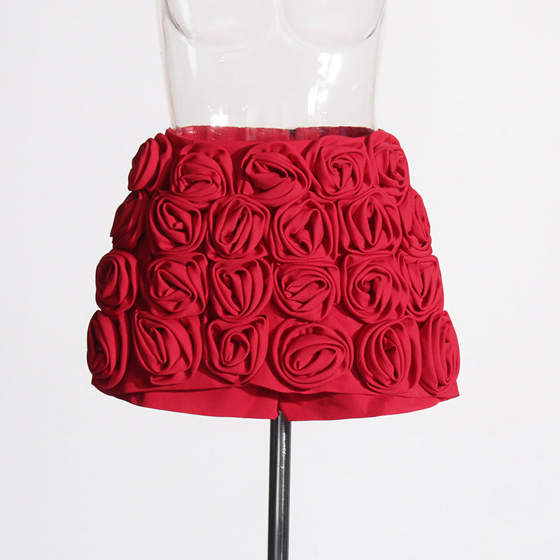 Three-dimensional Rose Decoration Design Sense High Shorts