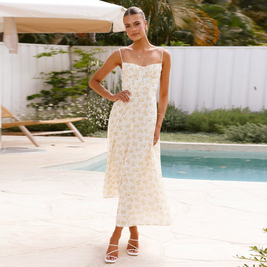 Women's Floral Sexy Sling Backless Vacation Style Dresses