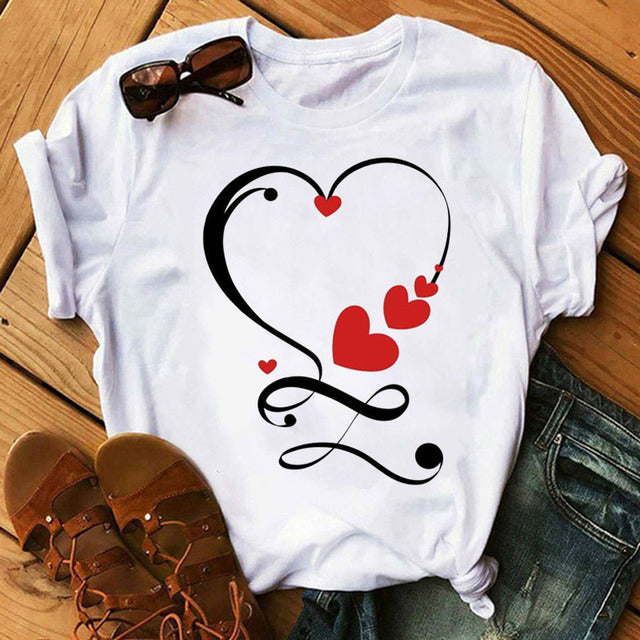 Women's Sleeve T-shirt Love Series Korean Style Blouses