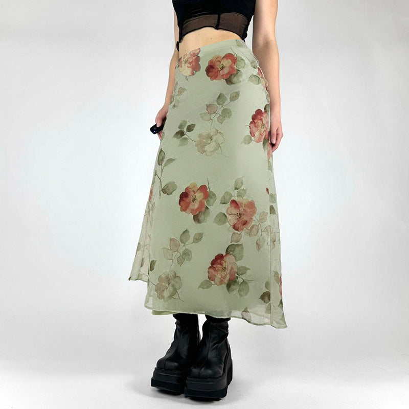 Women's Style Flowers Slimming Printed Slim Fit Skirts