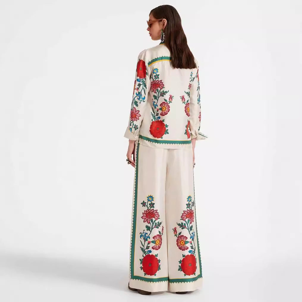 Casual Fashion Printing Collar Loose Long Suits