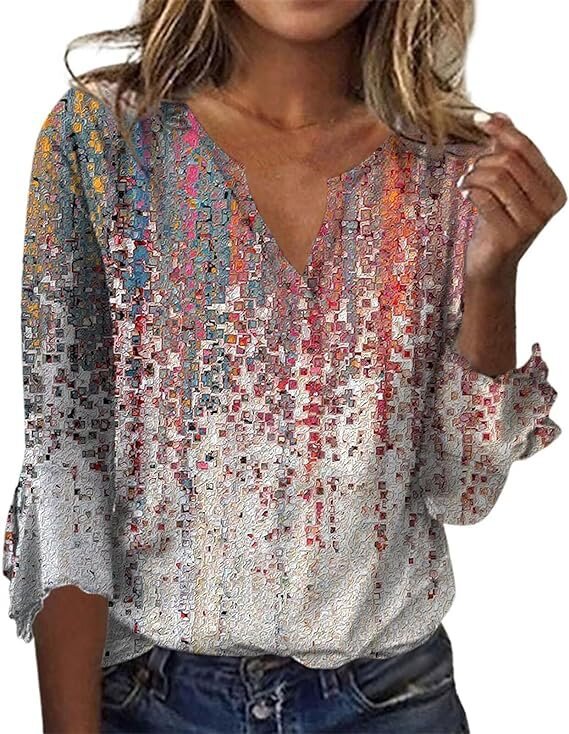 Women's Long-sleeved Printed Ethnic Fashion T-shirt Blouses