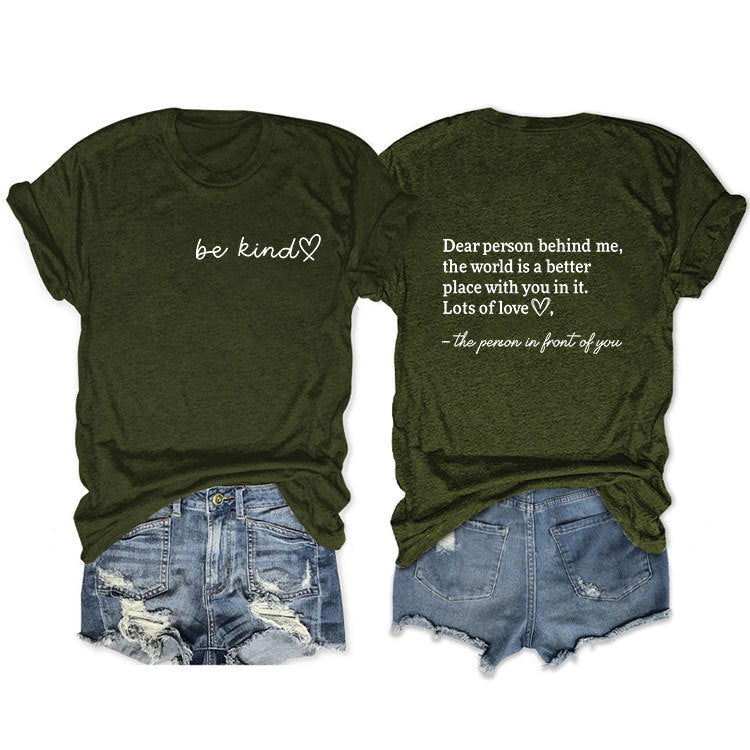 Front Rear Printed Sleeve Loose Fashion Blouses