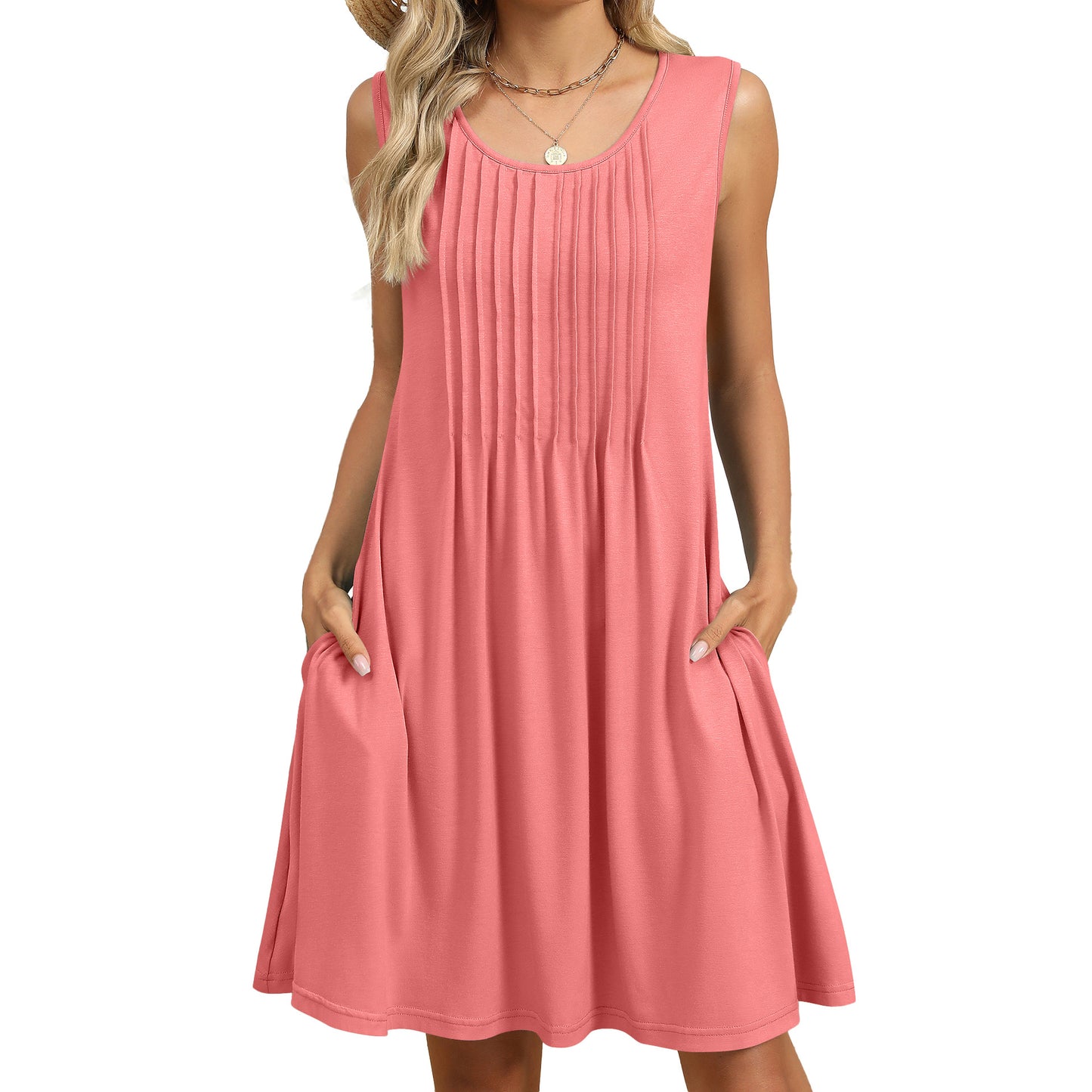 Women's Classic Printed Loose Pockets Dress Dresses